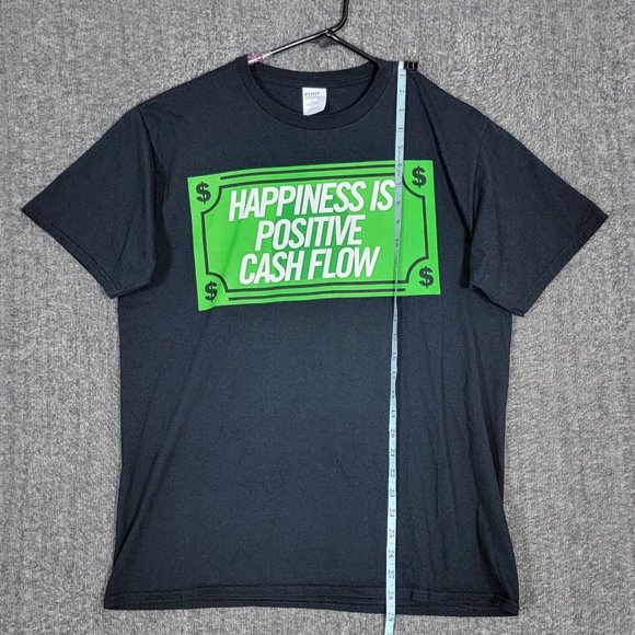 Happiness Is Positive Cash Flow T-Shirt Mens Large Black Short Sleeve Crewneck - Picture 3 of 9